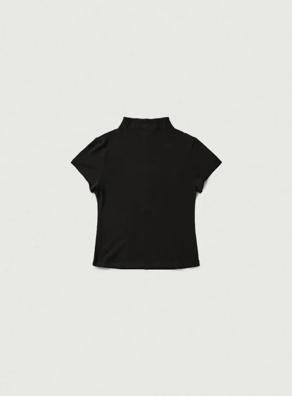 Wool Tencel Mock-Neck T-Shirt_Black [9월 말 순차 배송]