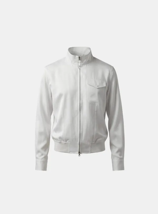 [w-jkt26-041] Contour High-Neck Lightweight Bomber Shacket - White