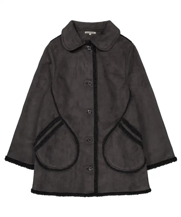 ROUND COLLAR SUEDE JACKET CHARCOAL