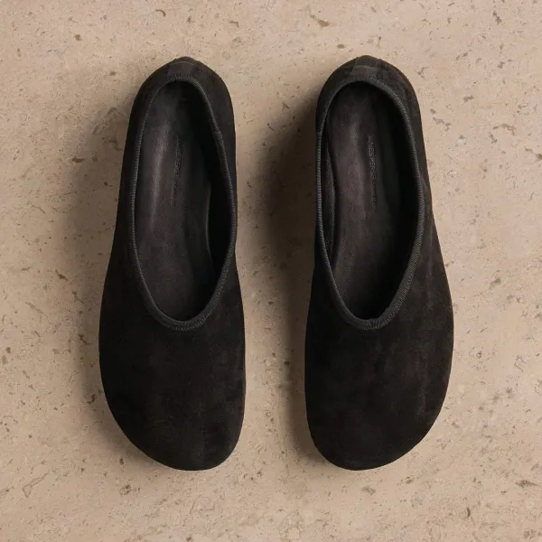 Women's Binded Suede Ballet Flat - Black