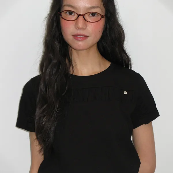 PENDANT CRINKLE CROP T SHIRT BLACK