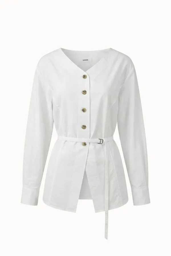 [6차 리오더]Hourglass V-Neck Blouse[LMBFSPSH316]-Off-White