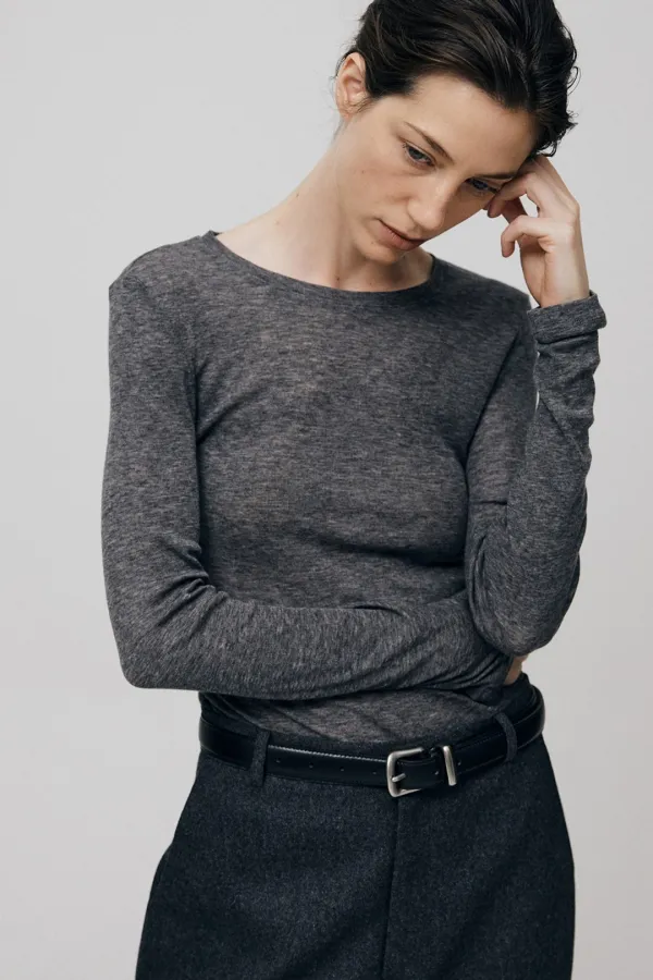 Ostia Long Sleeve Tee (Melange Charcoal)