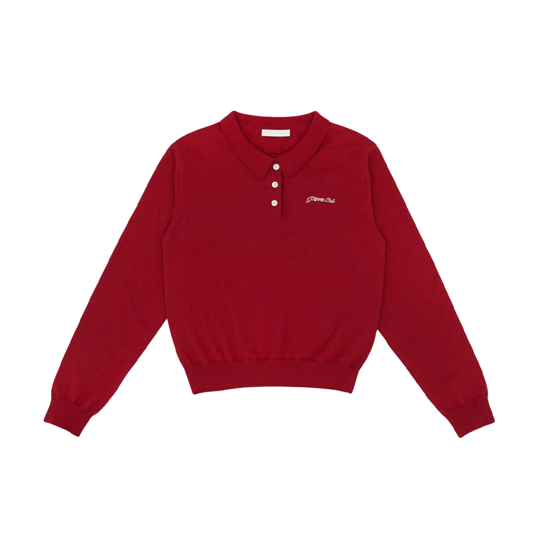 피브비 Cotton Cashmere Knit PK Shirt (wine red) 상품 이미지 2