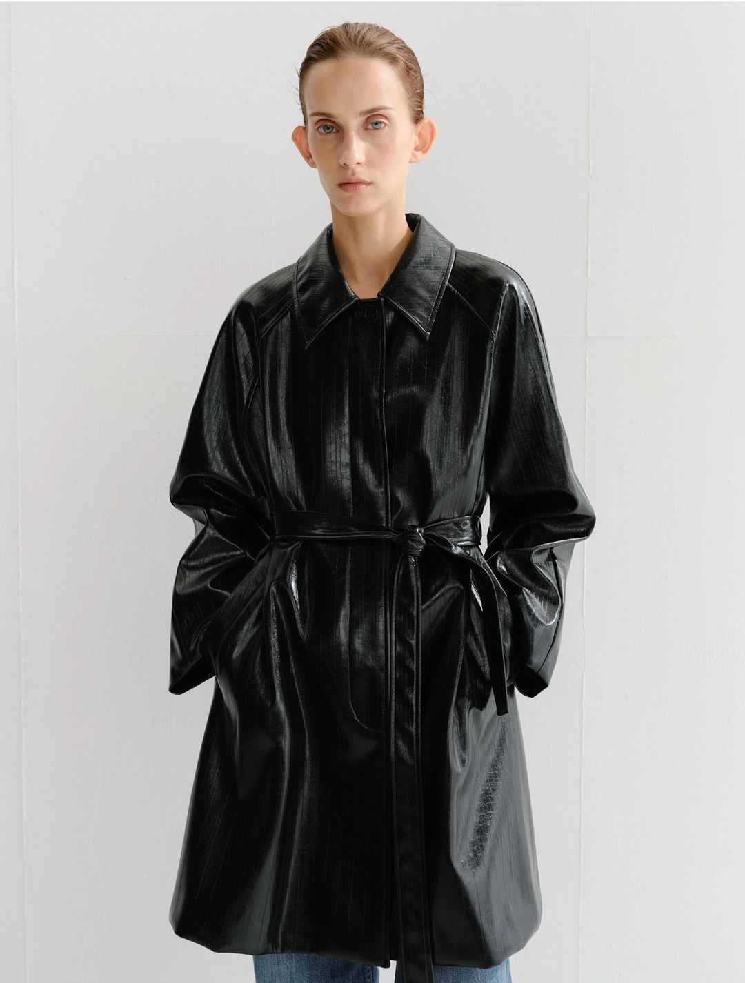 이아 Vorn Crack Leather Half Jacket (Black) 상품 이미지 1