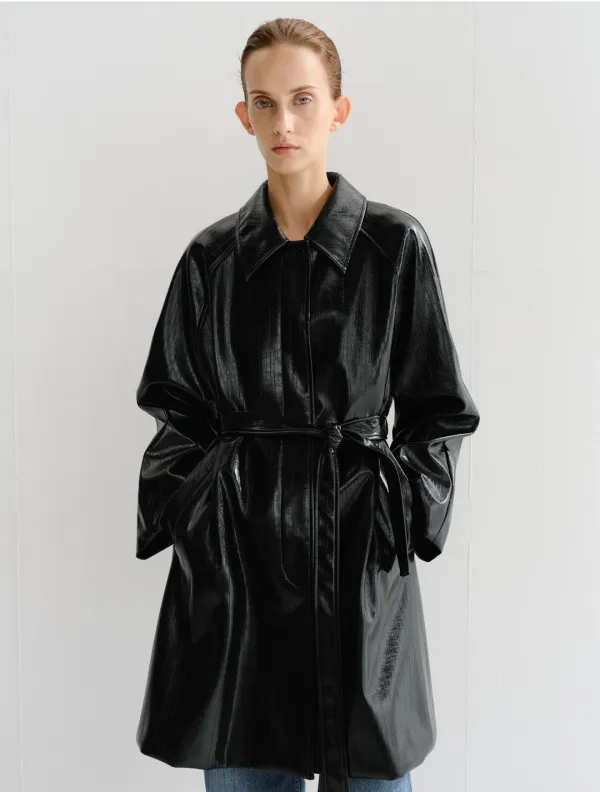 Vorn Crack Leather Half Jacket (Black)