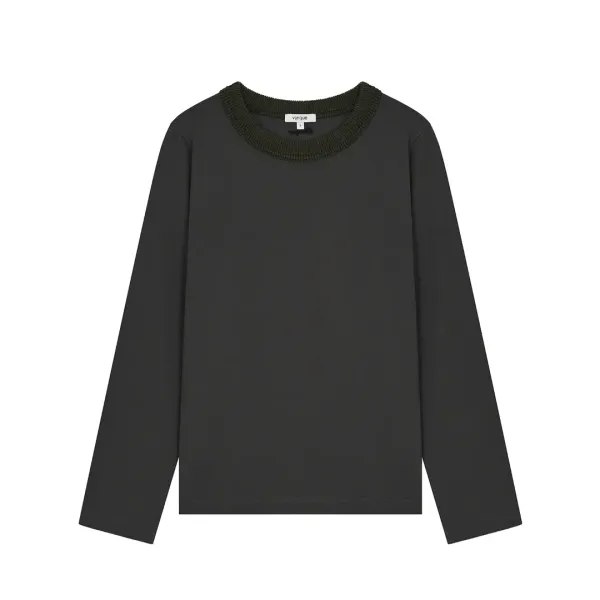 [아울렛] Knit Cuff Long Sleeves T-shirt (니트 커프 롱 슬리브 티셔츠) Grey