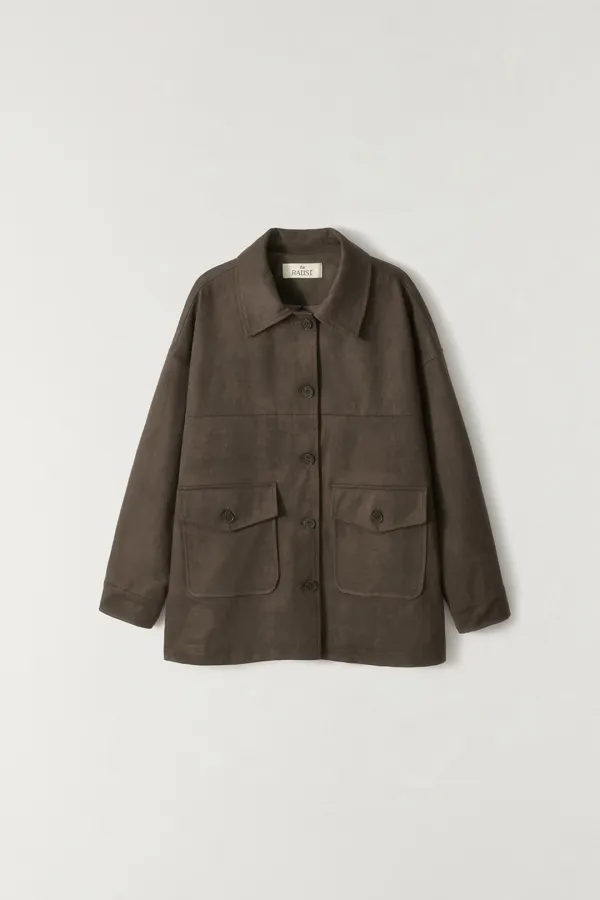스웨이드 하프 자켓 BROWN