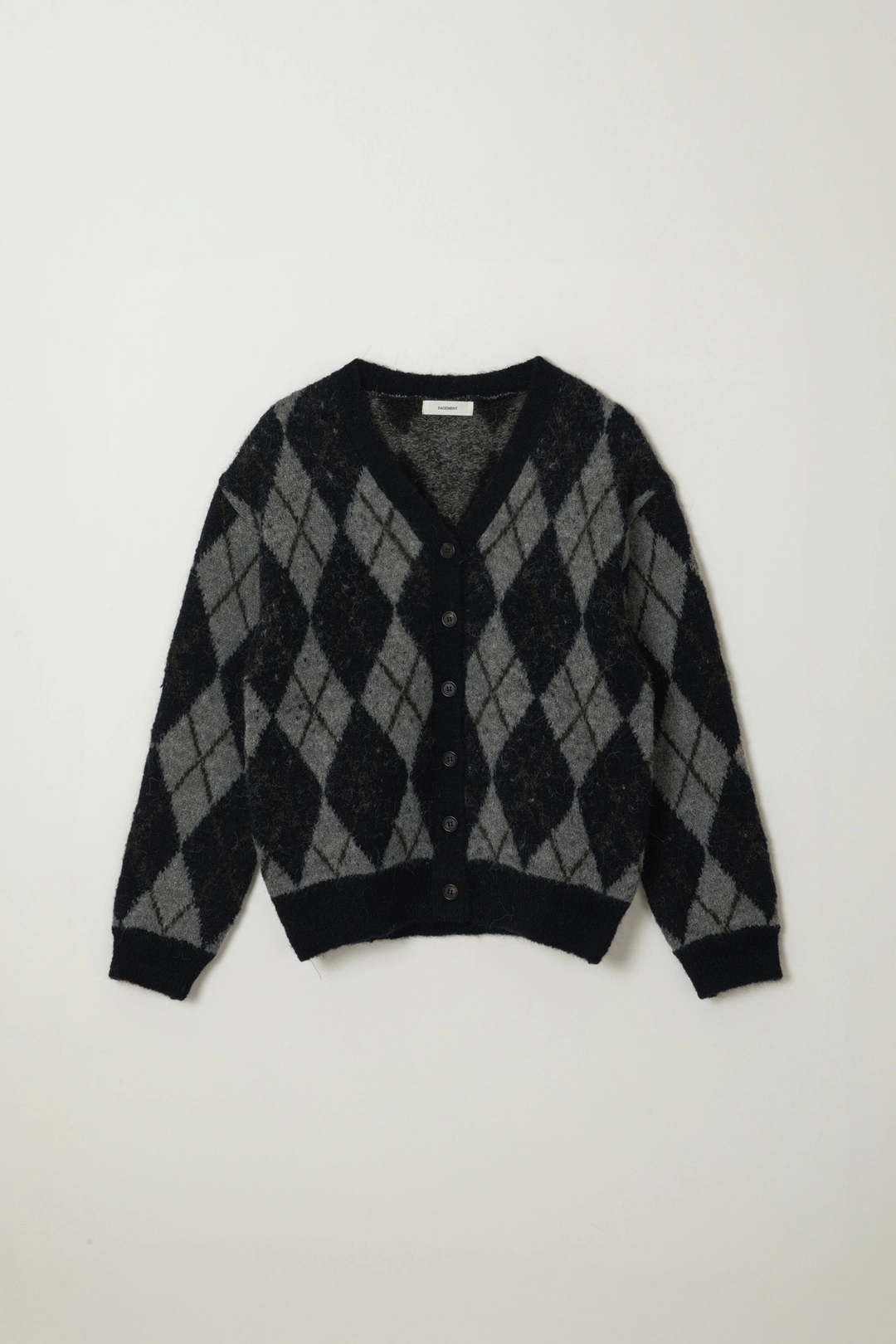 세이지먼트 HAIRY ARGYLLE KNIT CARDIGAN_NAVY 상품 이미지 1