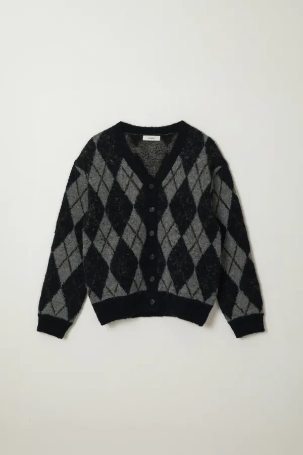 HAIRY ARGYLLE KNIT CARDIGAN_NAVY