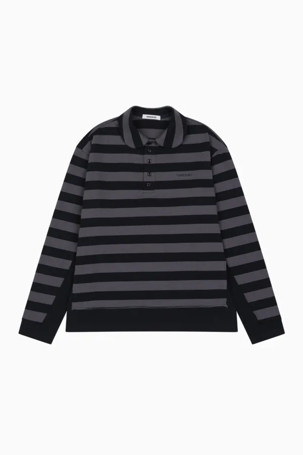 ROUND COLLAR RUGBY T-SHIRT, NAVY