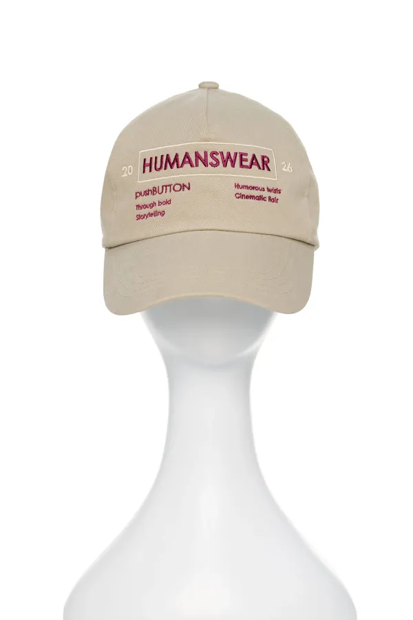 PS26 LIGHT KHAKI EMBROIDERED LOGO BALL CAP