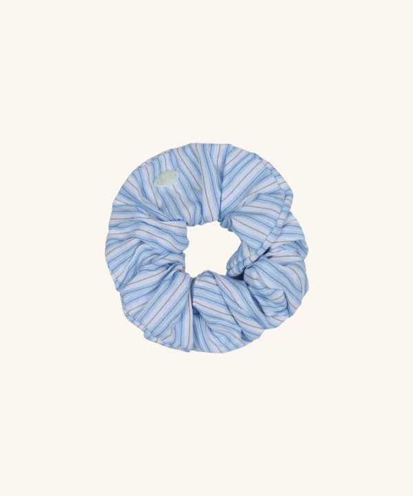 Cotton Stripe Scrunchie ( Blue )