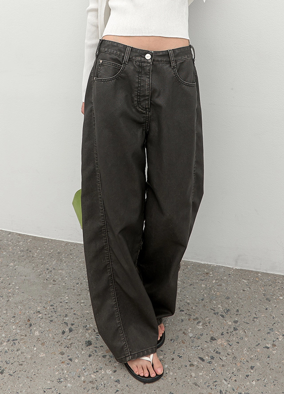 아뜰리에 나인 (PT-5821)VINTAGE WASHED LEATHER CURVED PANTS 상품 이미지 2