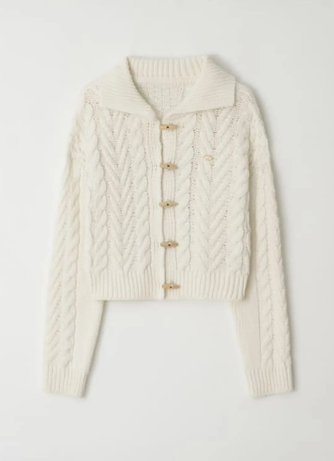 론론 COZY TOGGLE FISHERMAN KNIT CARDIGAN IVORY 상품 이미지 1