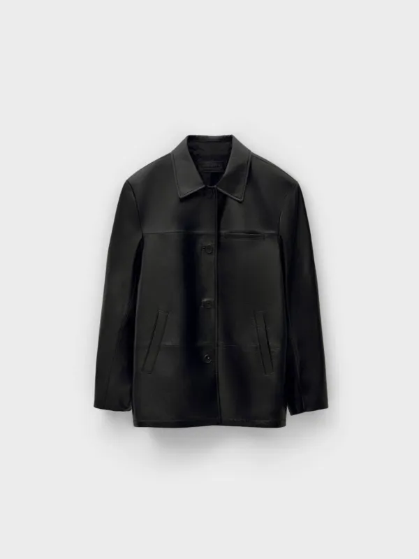 Real Leather Work Jacket_Black