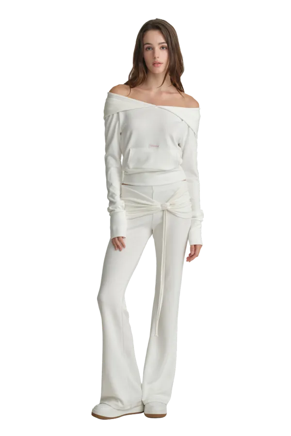 Cupcake off-shoulder hooded top, Ivory