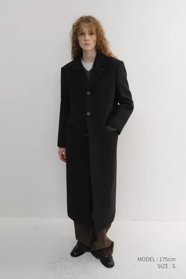 [EARLY ACCESS] UNISEX 2-WAY 3 BUTTON BOUCLE WOOL COAT BLACK_UDCO6D122BK