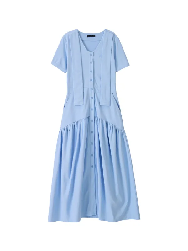 Shawl Layered Long Dress_ Blue
