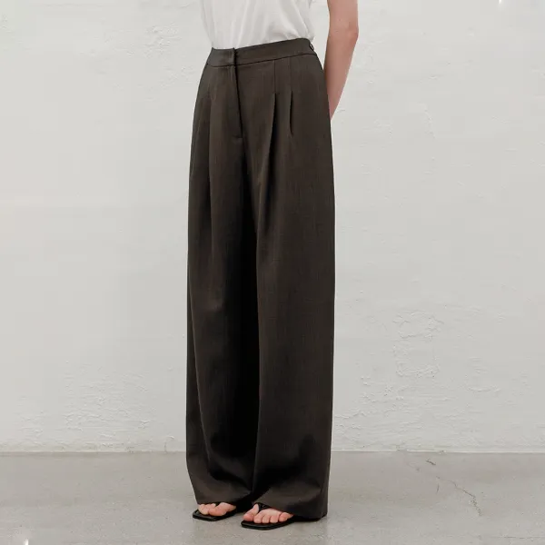 (PT-5647)MOTH SIDE TUCK WIDE PANTS