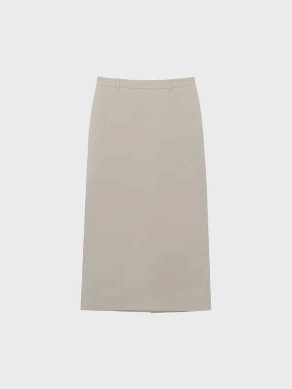 Cotton blended skirt (beige / white / dark navy)