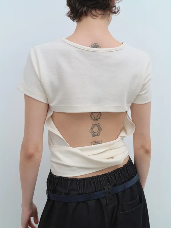 Back Tied T-Shirt [Ecru]