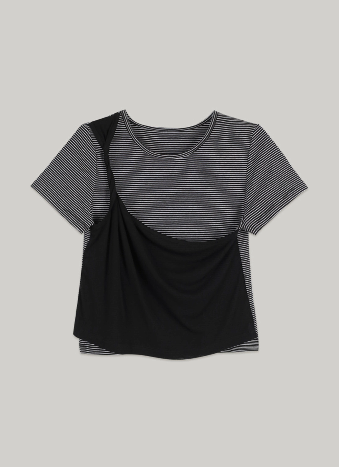 아워코모스 comos 1456 twist point stripe T-shirt (black) 상품 이미지 3