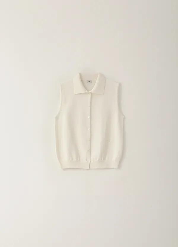 Paper Button Vest - Ivory