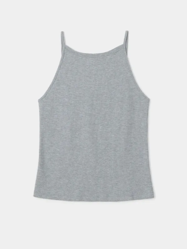 Waffle sleeveless top (melange grey)