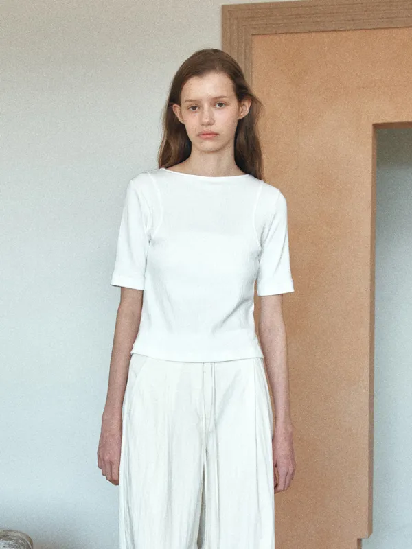 TIS AMHOLE 3/4 SLEEVE TOP_WHITE