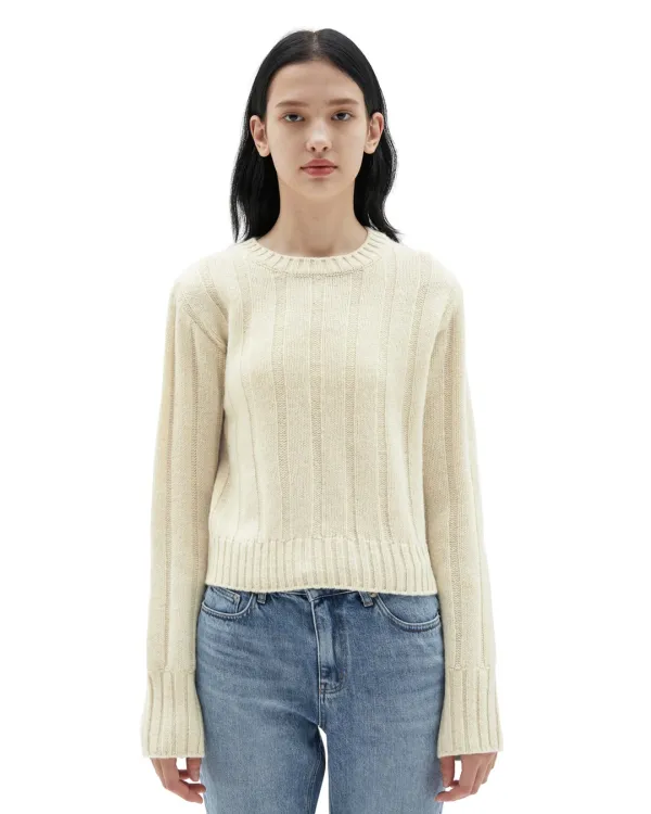 22FW W Crewneck Sweater, Lemon