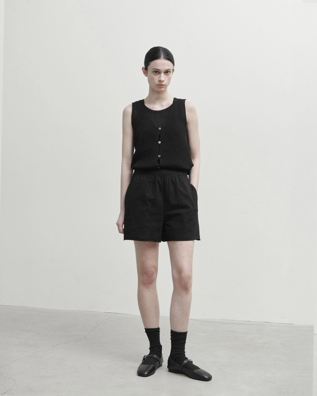 브라운야드 W Cut Off Single Shorts, Black 상품 이미지 2