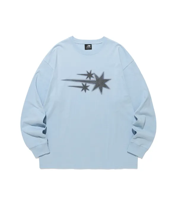 drawing 3star ls tee[light blue]
