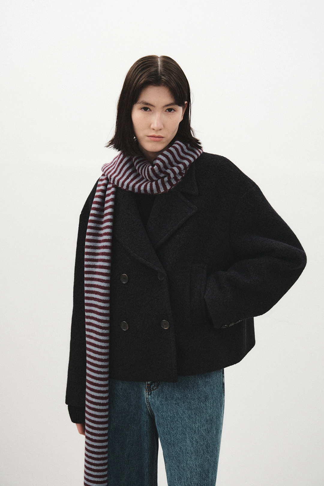 브렌다 브렌든 becky short double coat - navy 상품 이미지 2