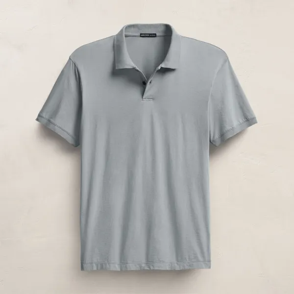 Luxe Lotus Jersey Polo - Grey Sky