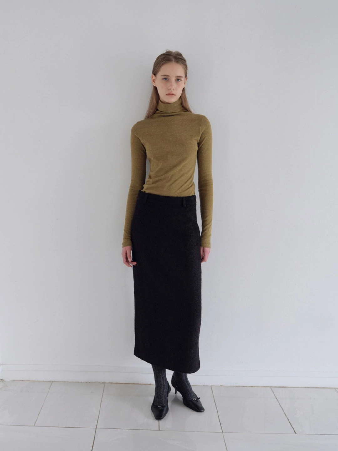 더릴 Frost Wool Long Skirt_Black 상품 이미지 1
