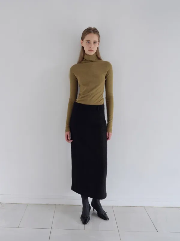 Frost Wool Long Skirt_Black