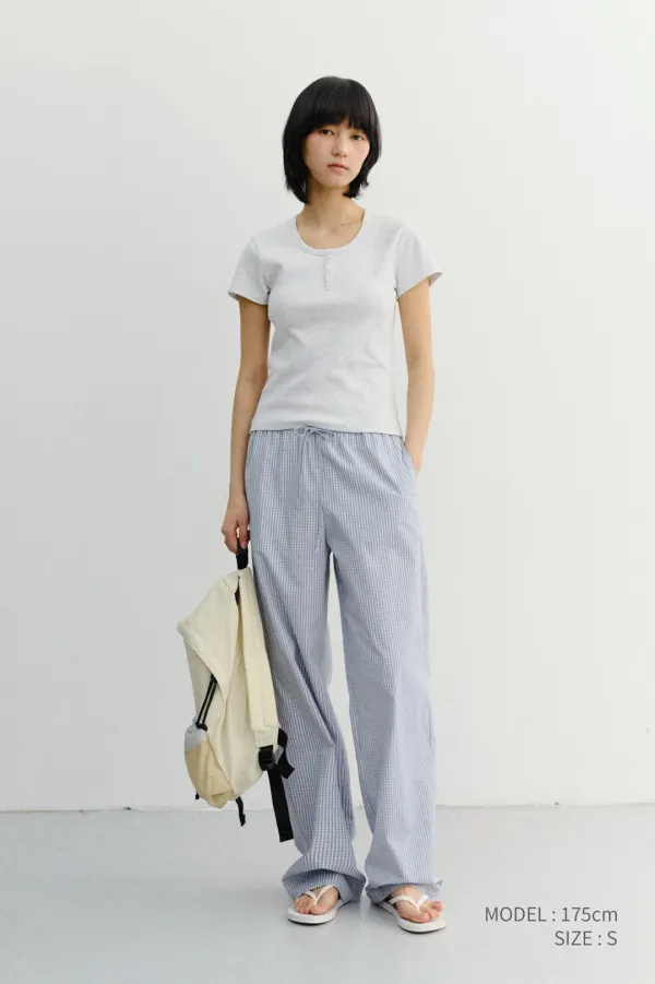PAJAMA STRING PANTS SOFT BLUE CHECK_UDPA6B222B1