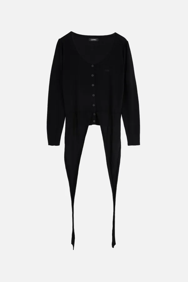 2Way Knit Cardigan _ Black
