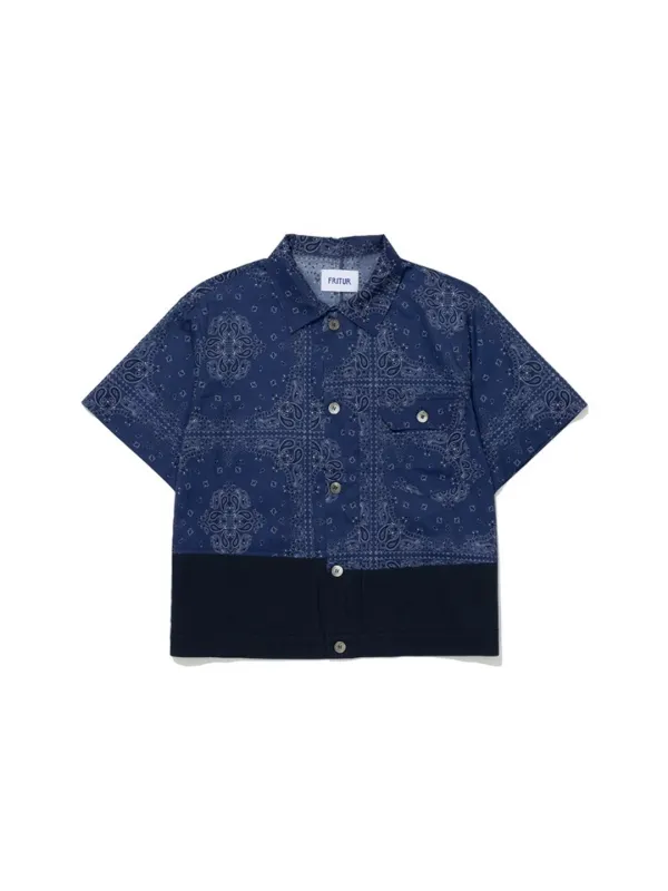 Paisley Patchwork Shirt Navy_F262SH01