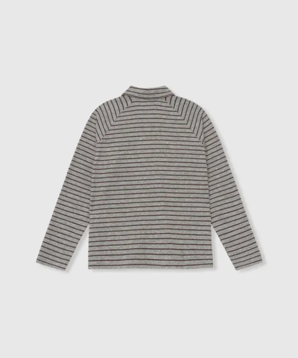 Soft stripe pique tee (Melange gray)