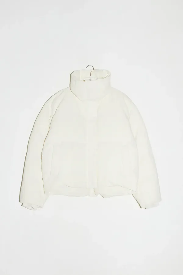 HIGH NECK PUFFER JACKET - IVORY