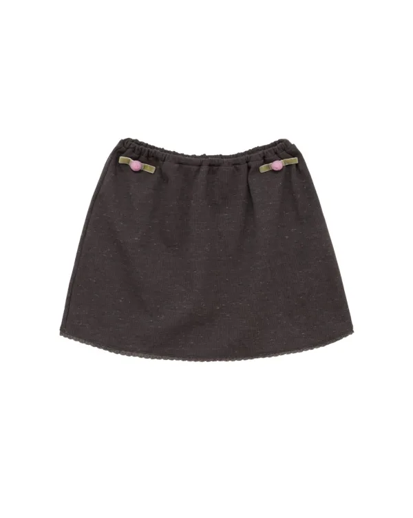 Waffle Rose Cotton Skirt (Brown)