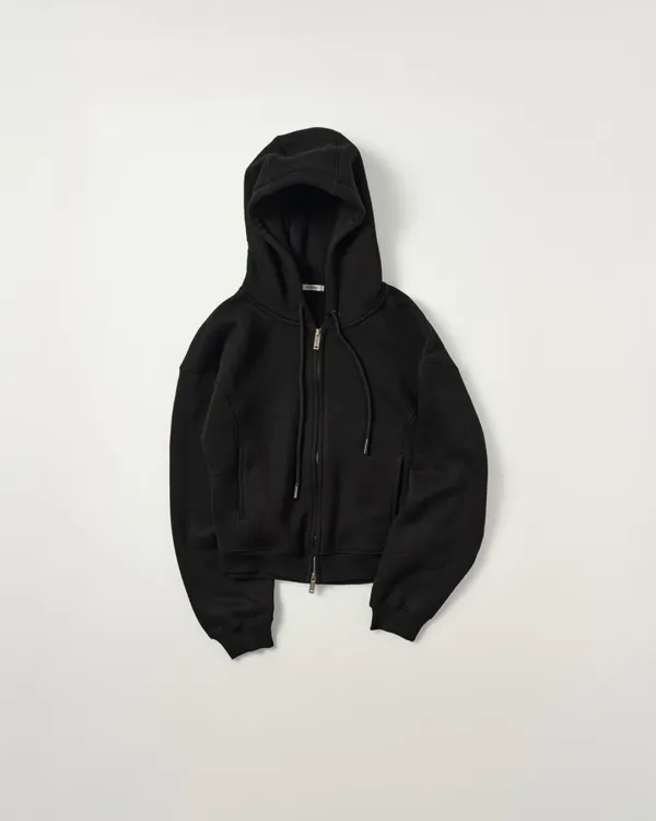 Soft Curve Hoodie Zip-up [BLACK]