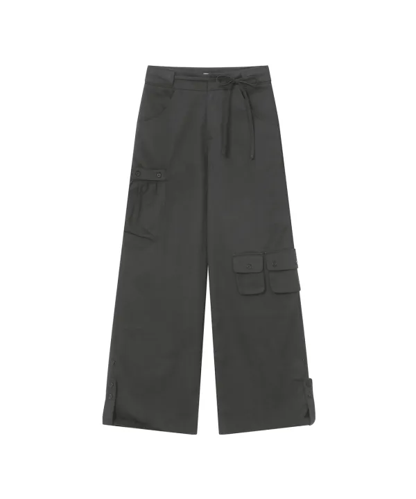 Shirring pocket wide pants CHARCOAL