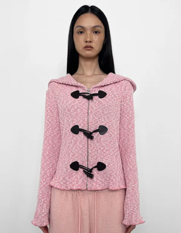MELANGE TOGGLE HOODIE, PINK
