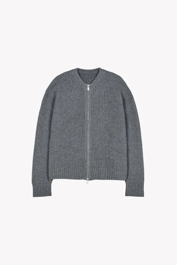 Calver Zip Up Cardigan (Charcoal)