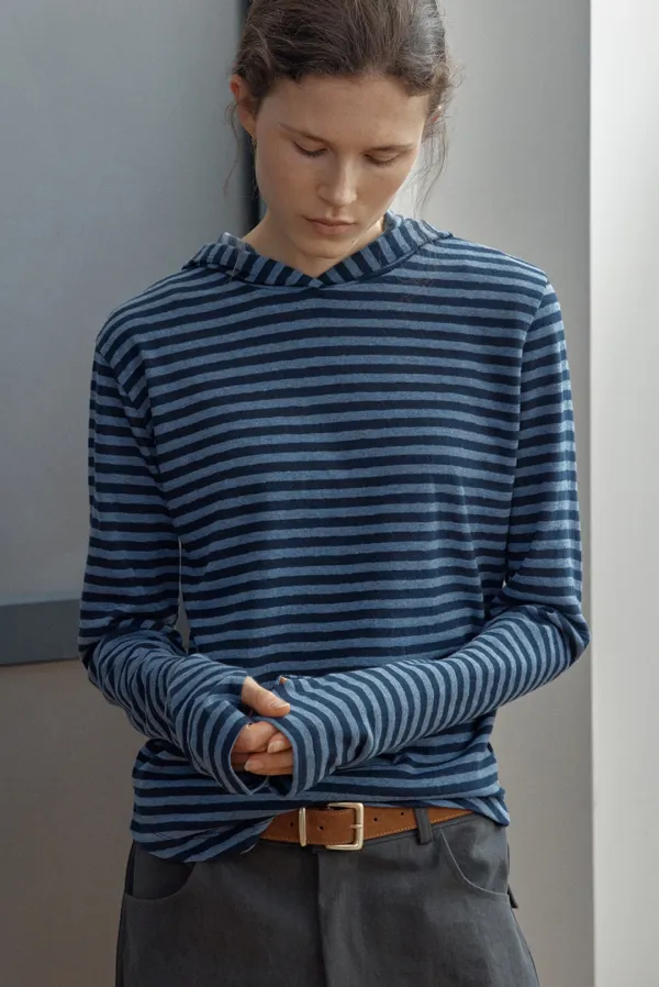 love stripe hoodie - blue