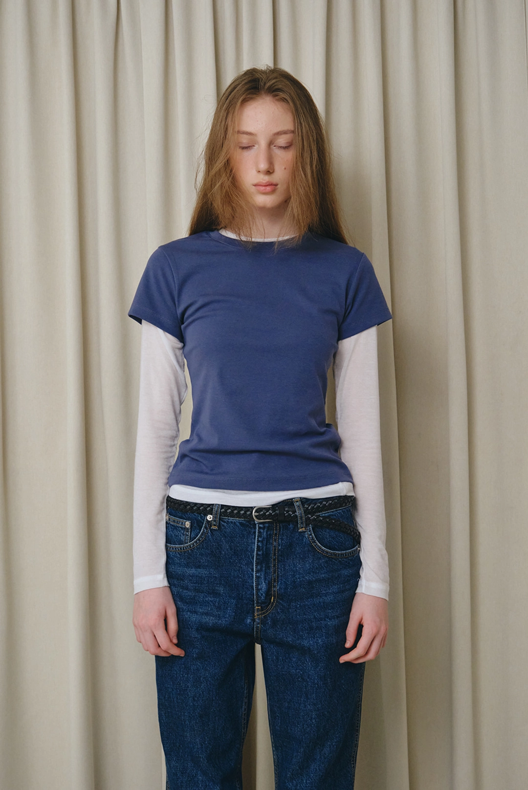 브렌다 브렌든 color half tee - blue 상품 이미지 2