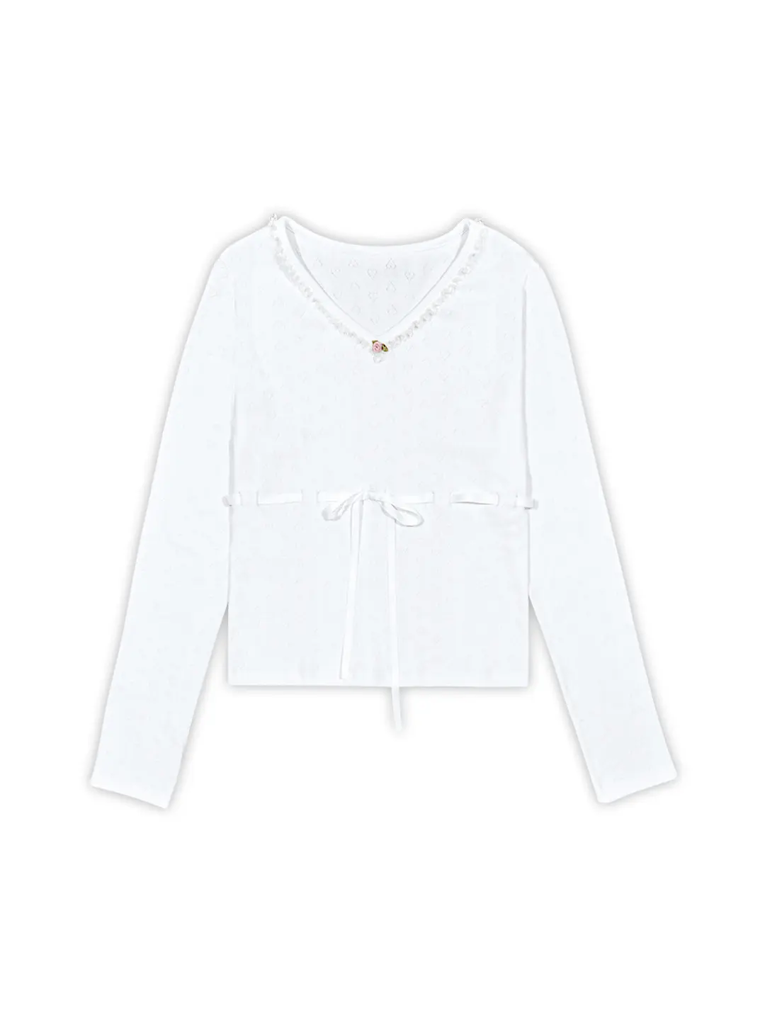 마가린핑거스 ROSE FRILL V-NECK TOP (WHITE) 상품 이미지 1